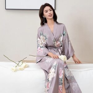 Robe de Chambre Femme en Satin – Kimono de Nuit Élégant et Confortable