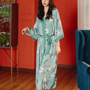 Robe de Chambre Femme en Satin – Kimono de Nuit Élégant et Confortable