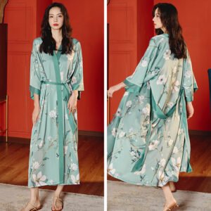 Robe de Chambre Femme en Satin – Kimono de Nuit Élégant et Confortable