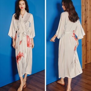 Robe de Chambre Femme en Satin – Kimono de Nuit Élégant et Confortable