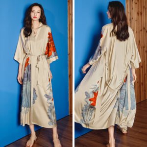 Robe de Chambre Femme en Satin – Kimono de Nuit Élégant et Confortable