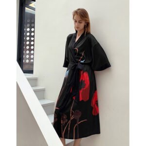 Robe de Chambre Femme en Satin – Kimono de Nuit Élégant et Confortable