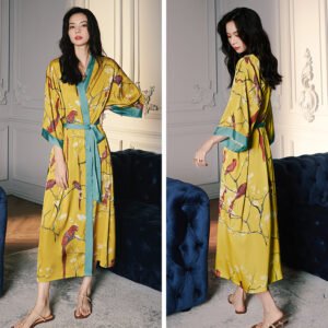 Kimono en Satin Imitation Soie pour Femme – Élégance et Confort à la Maison