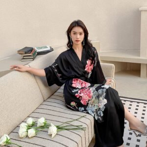 Robe de Chambre Femme en Satin – Kimono de Nuit Élégant et Confortable