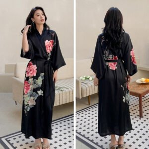 Robe de Chambre Femme en Satin – Kimono de Nuit Élégant et Confortable