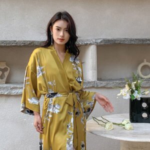 Robe de Chambre Femme en Satin – Kimono de Nuit Élégant et Confortable