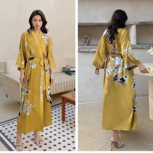 Robe de Chambre Femme en Satin – Kimono de Nuit Élégant et Confortable