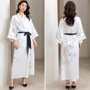 Robe de Chambre Femme en Satin – Kimono de Nuit Élégant et Confortable