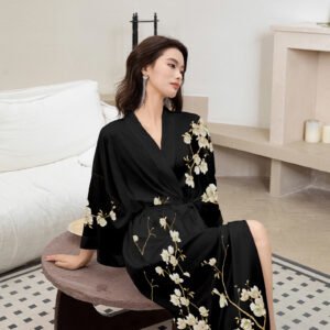 Robe de Chambre Femme en Satin – Kimono de Nuit Élégant et Confortable