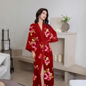 Robe de Chambre Femme en Satin – Kimono de Nuit Élégant et Confortable