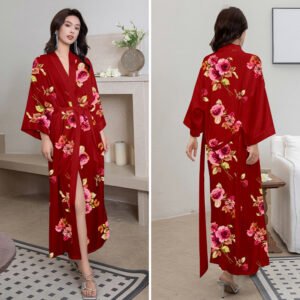 Robe de Chambre Femme en Satin – Kimono de Nuit Élégant et Confortable