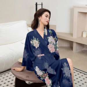 Robe de Chambre Femme en Satin – Kimono de Nuit Élégant et Confortable