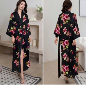 Robe de Chambre Femme en Satin – Kimono de Nuit Élégant et Confortable