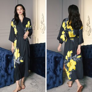 Kimono en Satin Imitation Soie pour Femme – Élégance et Confort à la Maison