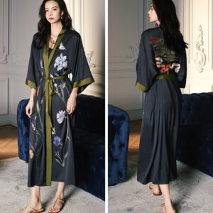 Robe de Chambre Femme en Satin – Kimono de Nuit Élégant et Confortable