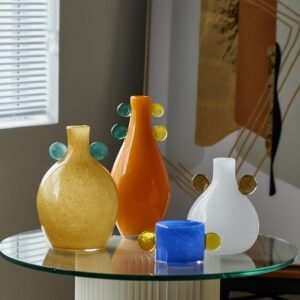 Vase en Verre Soufflé Coloré avec Décorations Orbitales - Élégance Moderne pour votre Intérieur